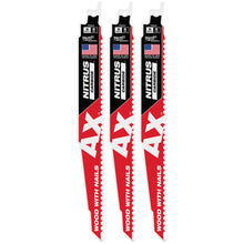 Load image into Gallery viewer, Milwaukee 9" 5TPI AX™ w/NITRUS™ Carbide Teeth SAWZALL® Blade for Wood with Nails, 3PK