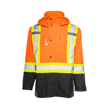 Load image into Gallery viewer, WASIP Hi-Vis Waterproof Rain Jacket, Orange & Black