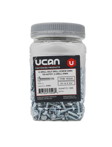 UCAN U-DRILLS® 10-16 x 3/4" Hex Washer Head Zinc Plated, 500/Jar