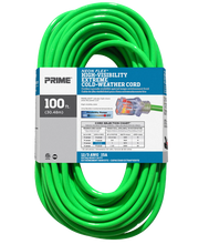 Load image into Gallery viewer, Prime Green Neon Flex High Visibility Outdoor Extension Cord