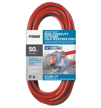 Load image into Gallery viewer, Prime Red Neon Flex High Visibility Outdoor Extension Cord