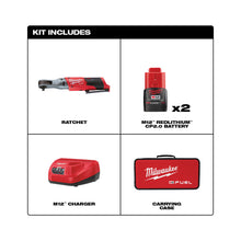 Load image into Gallery viewer, Milwaukee® M12™ FUEL™ 3/8" Ratchet 2 Battery Kit