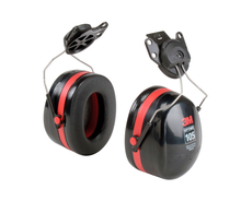 Load image into Gallery viewer, 3M PELTOR™ Optime 105 Cap-Mount Earmuffs NRR 26, Black &amp; Red
