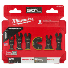 Load image into Gallery viewer, Milwaukee® OPEN-LOK™ 9-Piece Oscillating Multi-Tool Blade Kit