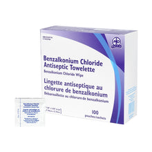 Load image into Gallery viewer, WASIP Benzalkonium Chloride Antiseptic Towelettes, 100 Pouches
