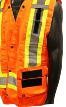 Load image into Gallery viewer, WASIP Deluxe Surveyor Hi-Viz Safety Vest with 17 Pockets, Orange
