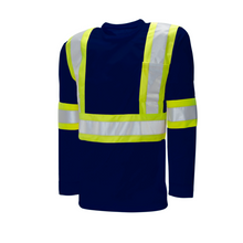 Load image into Gallery viewer, WASIP Long Sleeve Polyester Safety Shirt, Navy Blue
