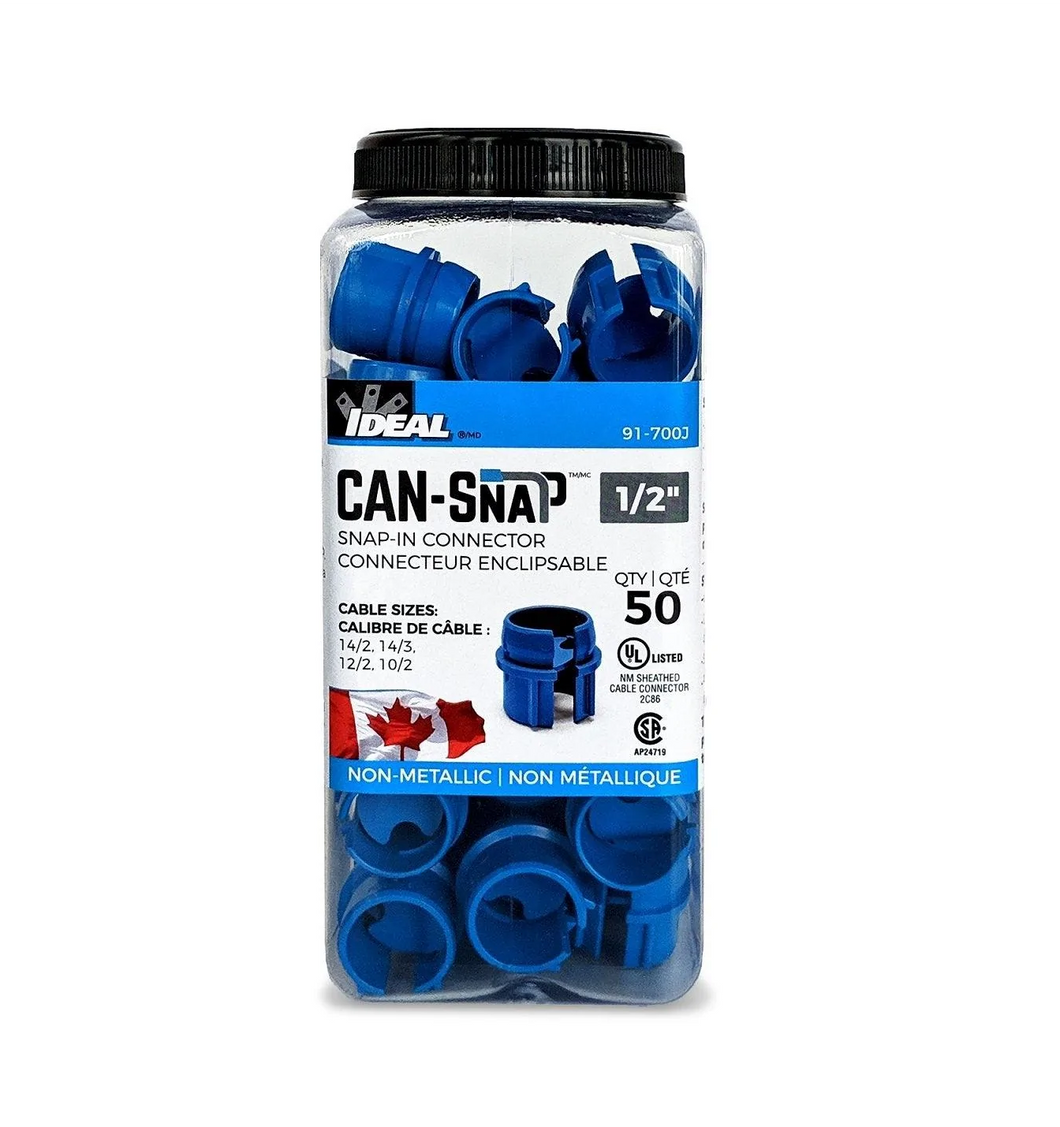 IDEAL Can-Snap™ Non-Metallic Snap-In Cable Connectors, 1/2