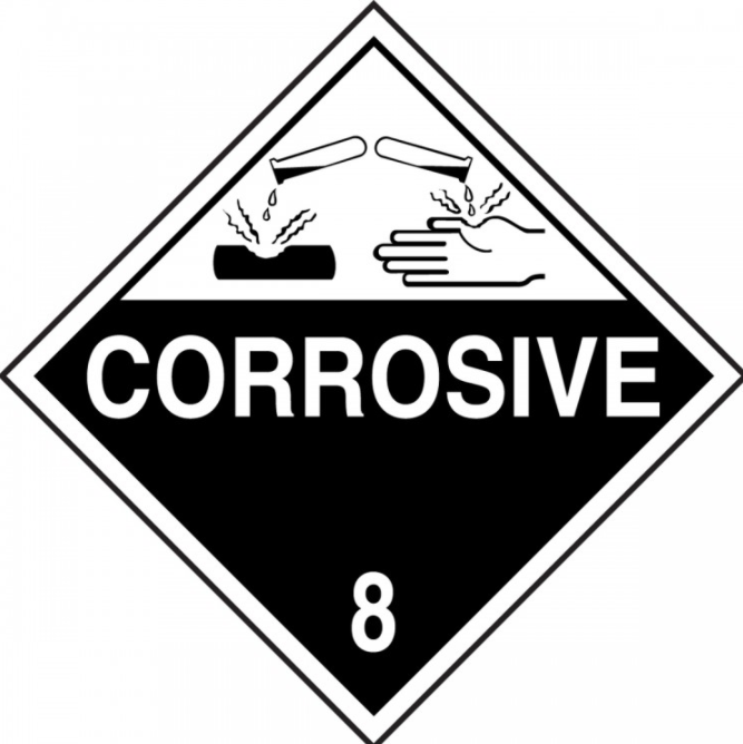 Accuform DOT Hazard Class 8 Adhesive Placards, Corrosive