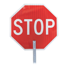 Load image into Gallery viewer, STOP & SLOW Sign with Handle, 18" x 18"