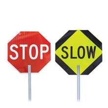 Load image into Gallery viewer, STOP & SLOW Sign with Handle, 18" x 18"