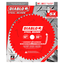 Load image into Gallery viewer, Diablo 10" x 50-Teeth Steel Demon™ Cermet II Saw Blade for Medium Metal
