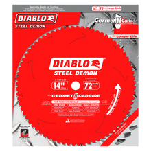 Load image into Gallery viewer, Diablo 14" x 72-Teeth Steel Demon™ Cermet II Saw Blade for Medium Metal
