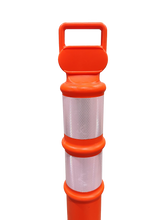 Load image into Gallery viewer, 49“ Traffic Delineator (2) 4” Reflective Strips with 10lb Hexagon Base
