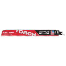 Load image into Gallery viewer, Milwaukee 9" 8TPI TORCH™ w/NITRUS™ Carbide for Cast Iron SAWZALL® Blade, 1PK
