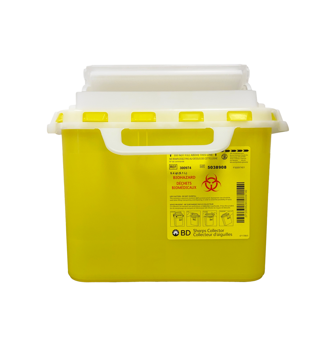SafeCross Sharps Biohazard Container 5.1 L, Yellow – Great Lakes Supply