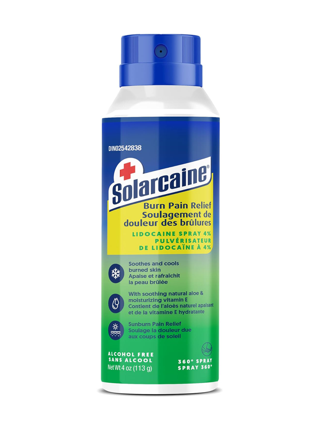 Bayer Solarcaine First Aid Lidocaine Spray with Soothing Aloe, 115g