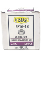 5/16-18 GR2 Hex Nut Zinc - Box of 100