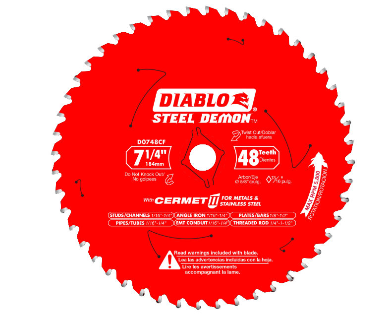 Diablo 7-1/4 IN. X 48 TOOTH STEEL DEMON CERMET II SAW BLADE