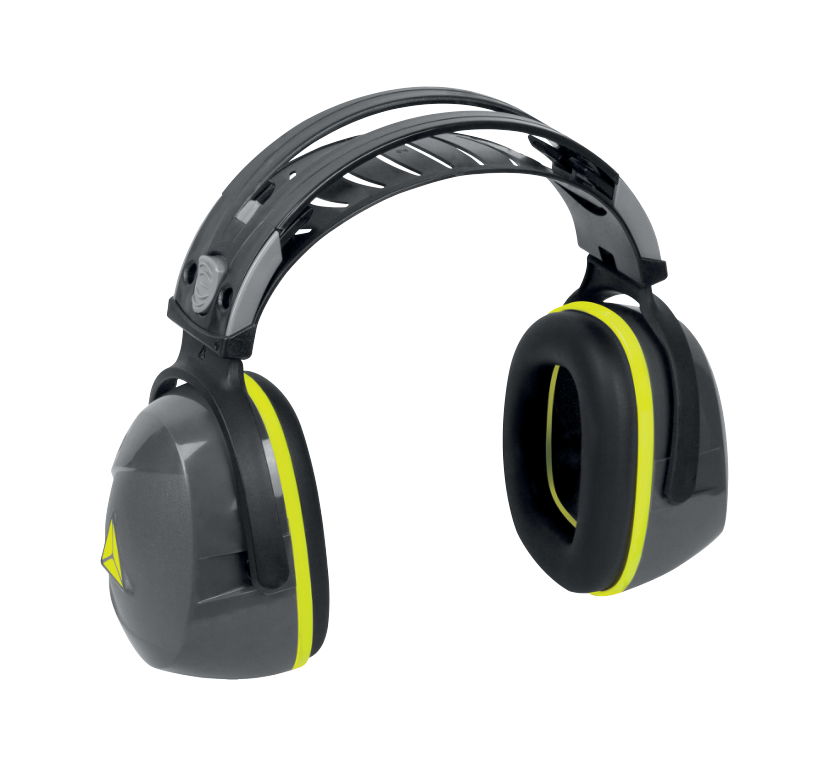 Delta Plus Interlagos Earmuffs Kit, Grey with Fluorescent Yellow
