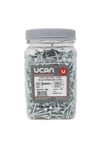 UCAN U-DRILLS® 8-18 x 1" Hex Washer Head Zinc Plated, 800/Jar