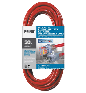 Prime Red Neon Flex High Visibility Outdoor Extension Cord