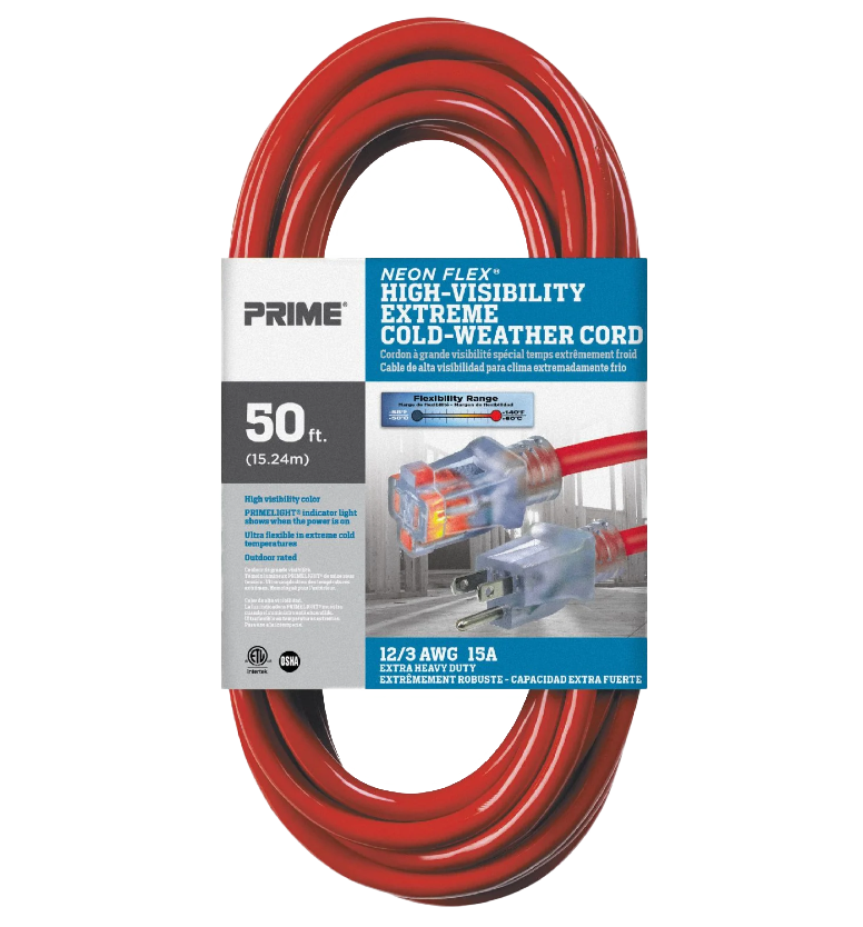 Prime Red Neon Flex High Visibility Outdoor Extension Cord