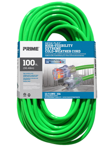 Prime Green Neon Flex High Visibility Outdoor Extension Cord