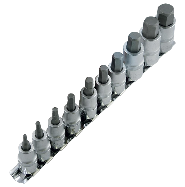 Cal 10-teiliger Inbusschlüssel-Satz – 3/8 & 1/2 Zoll Antrieb, Metrisch, Chrom-Vanadium-Stahl