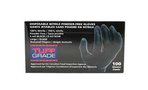 Tuff Grade Disposable 5mil Nitrile Black Gloves, 100/Box