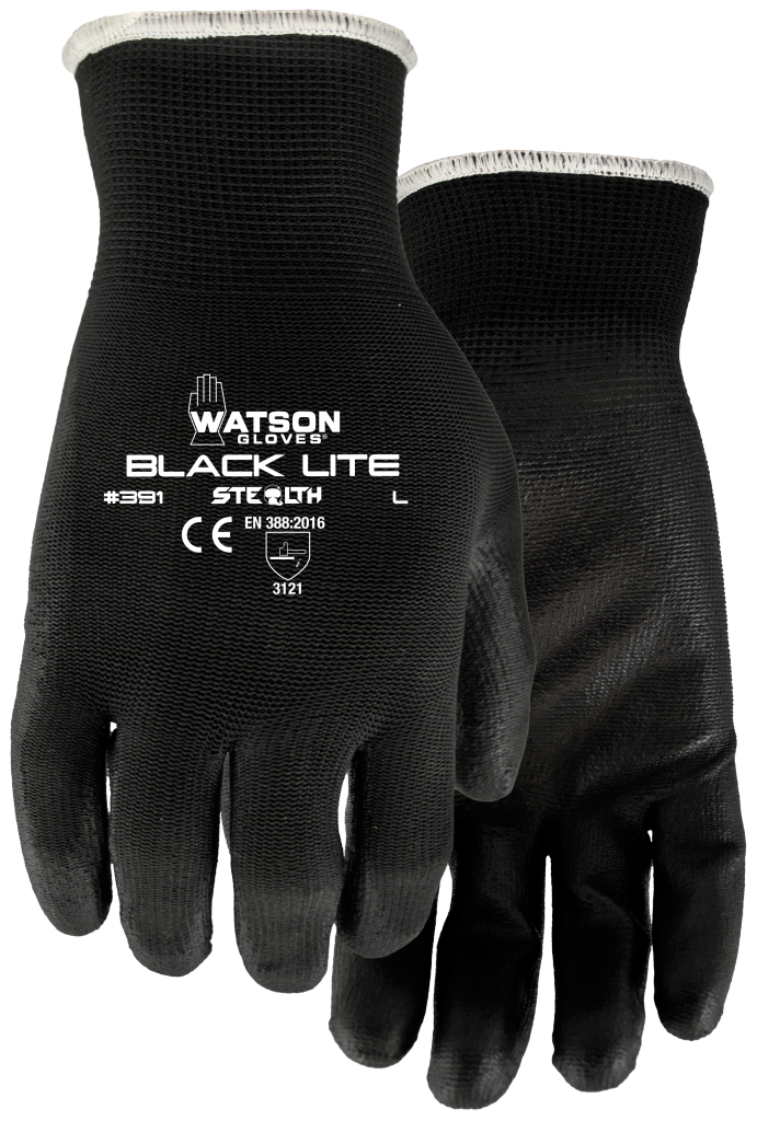 Watson Stealth Black Lite Gloves, Dozen Pairs Per Pack