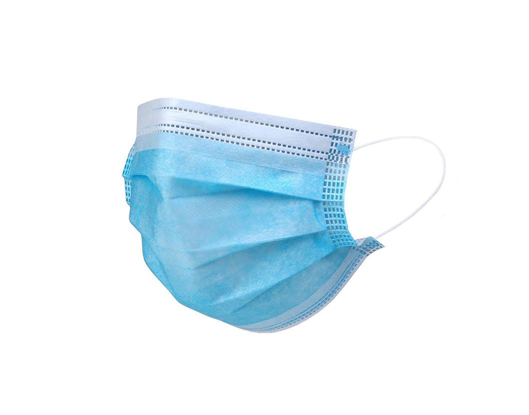 WASIP Blue Disposable Pleated Surgical Face Mask with Ear Loops, 50/Box