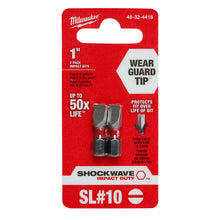Load image into Gallery viewer, Milwaukee® SHOCKWAVE™ Impact Slotted Bits SL 1/4&quot; #10, 2 Pack
