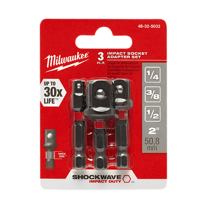 Milwaukee® SHOCKWAVE™ Impact Socket Adapter 3 Piece Set