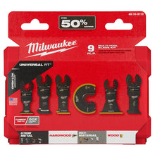 Load image into Gallery viewer, Milwaukee® OPEN-LOK™ 9-Piece Oscillating Multi-Tool Blade Kit

