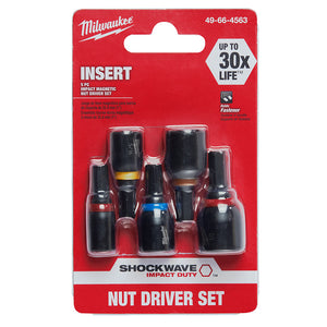 Milwaukee® SHOCKWAVE™ 5PC Insert Impact Magnetic Nut Driver Set