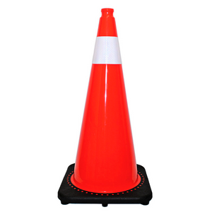 WASIP 28" Traffic Cone with 7lb Black Base and 4″ Reflective Collar