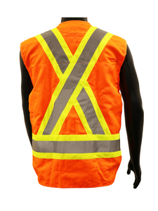 WASIP Deluxe Surveyor Hi-Viz Safety Vest with 17 Pockets, Orange