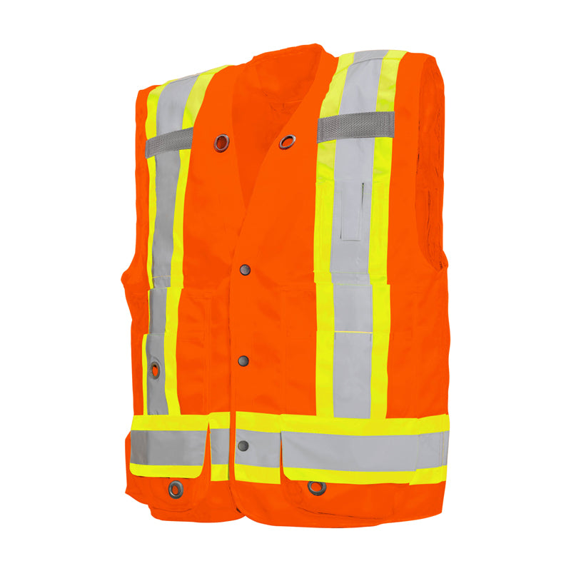 WASIP Deluxe Surveyor Hi-Viz Safety Vest with 17 Pockets, Orange