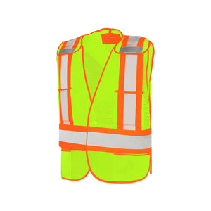 WASIP Universal 5 Point Tearaway Mesh Safety Vest with 5 Pockets, Green