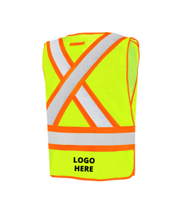 Custom Screen Print on WASIP Universal 5 Point Tearaway Mesh Traffic Vest with 5 Pockets