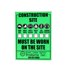 GLS Coroplast Construction Site Attire Checklist Sign, 18" x 24"