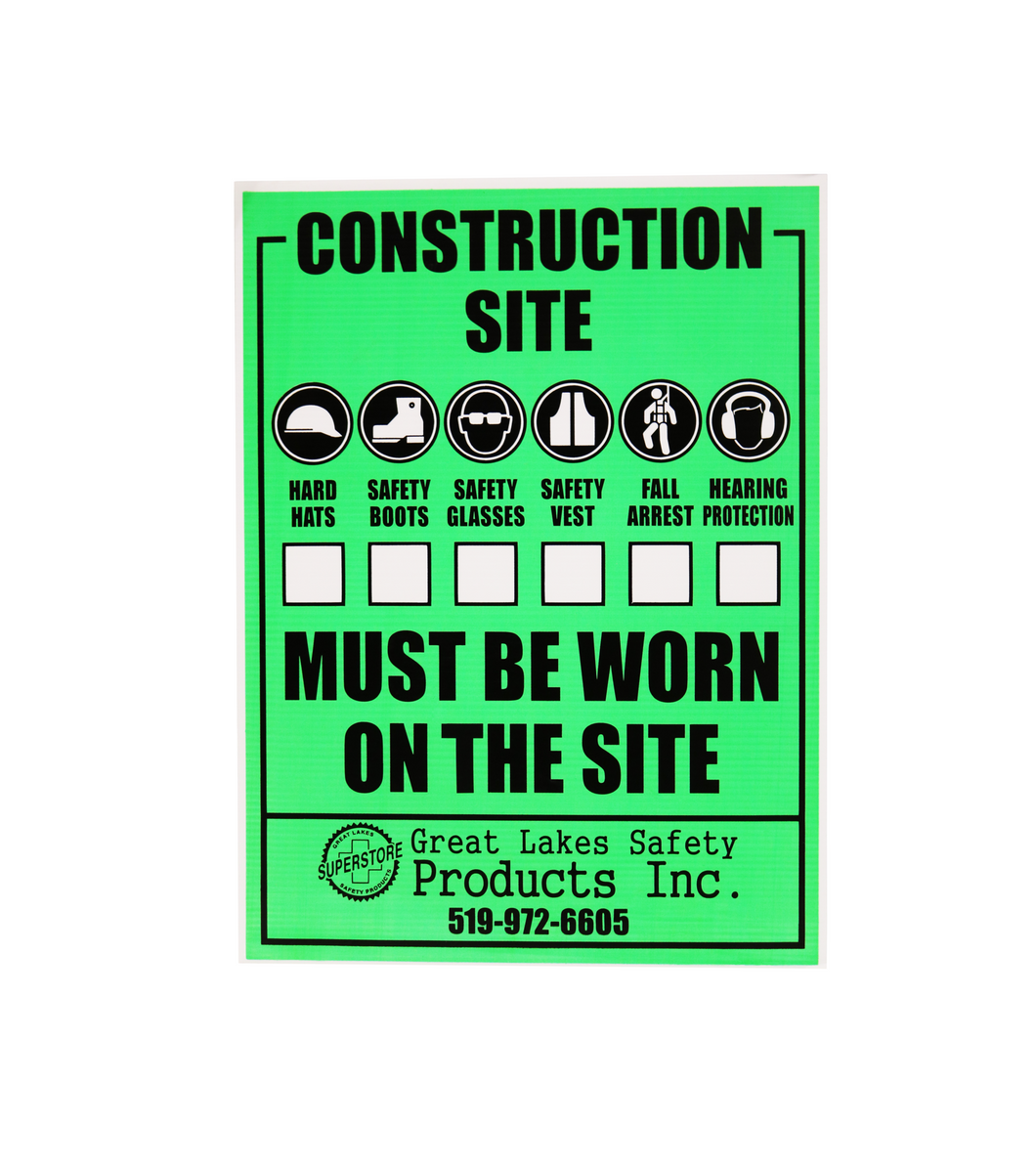 GLS Coroplast Construction Site Attire Checklist Sign, 18