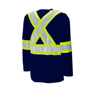 WASIP Long Sleeve Polyester Safety Shirt, Navy Blue