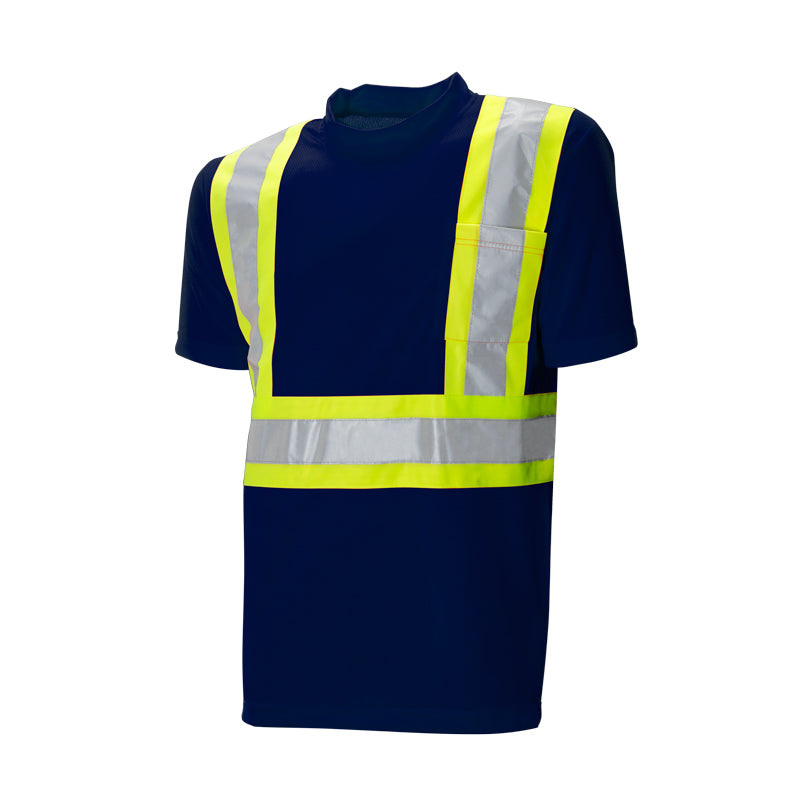 WASIP Short Sleeve Polyester Safety Shirt, Navy Blue