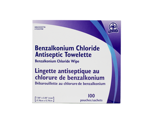 WASIP Benzalkonium Chloride Antiseptic Towelettes, 100 Pouches