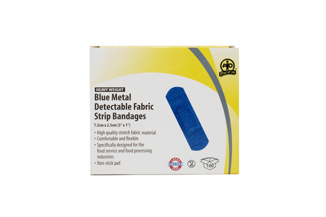 WASIP Blue Metal Detectable Fabric Strip Bandages