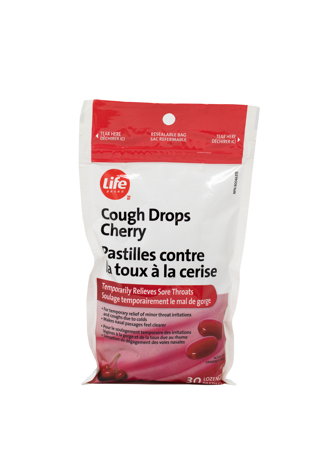 Life Brand Cough Drops Cherry 30 Pack