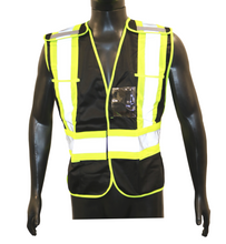 Load image into Gallery viewer, WASIP Universal 5 Point Tearaway Solid Safety Traffic Vest with Five Pockets, Black

