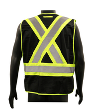 Load image into Gallery viewer, WASIP Universal 5 Point Tearaway Solid Safety Traffic Vest with Five Pockets, Black
